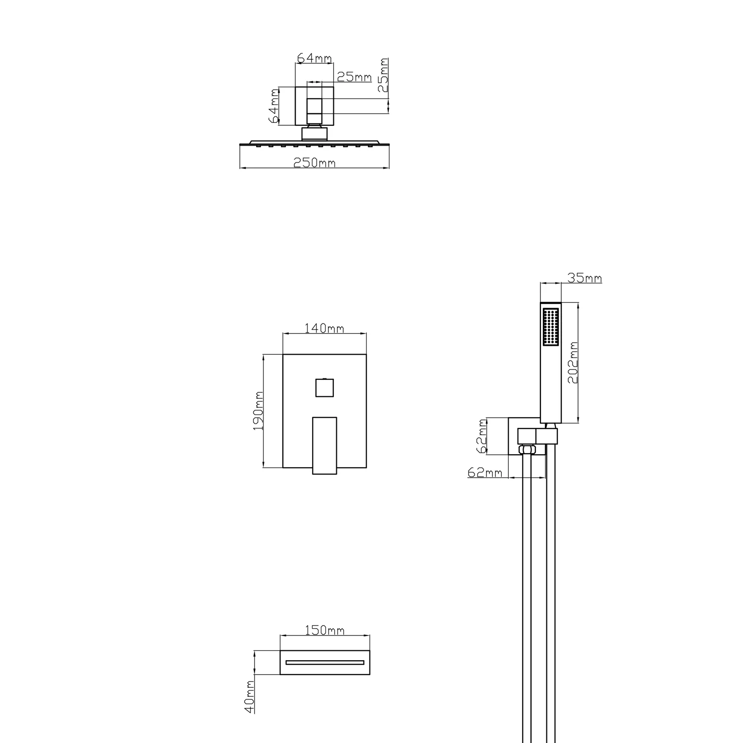ROBINET DE BAIN DOUCHE - D35BL NOIR - Image 3