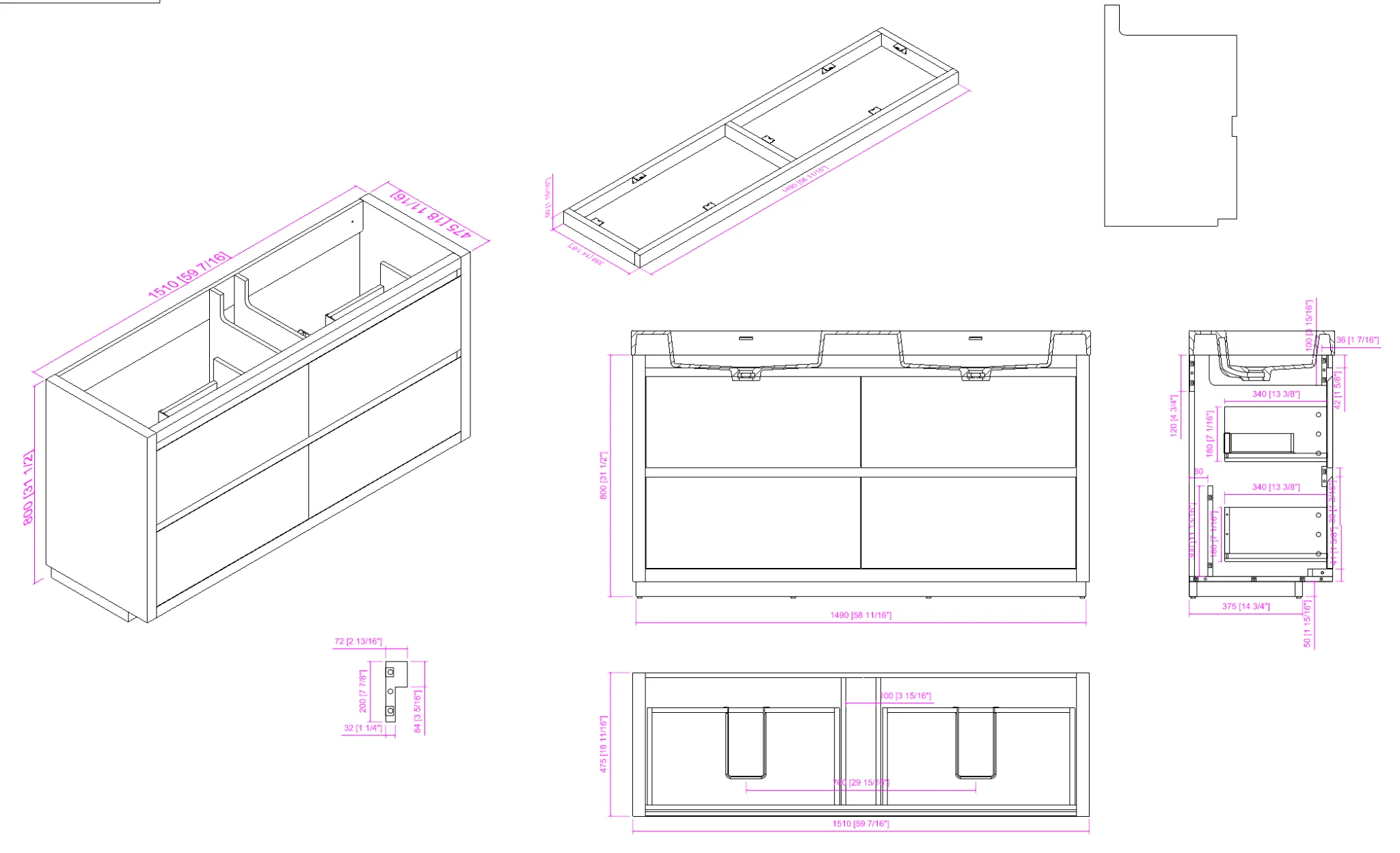 VANITÉ VA60WF - 60" SIMPLE - Image 4